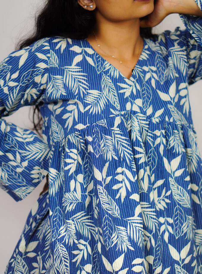 Leafy blue Peplum top