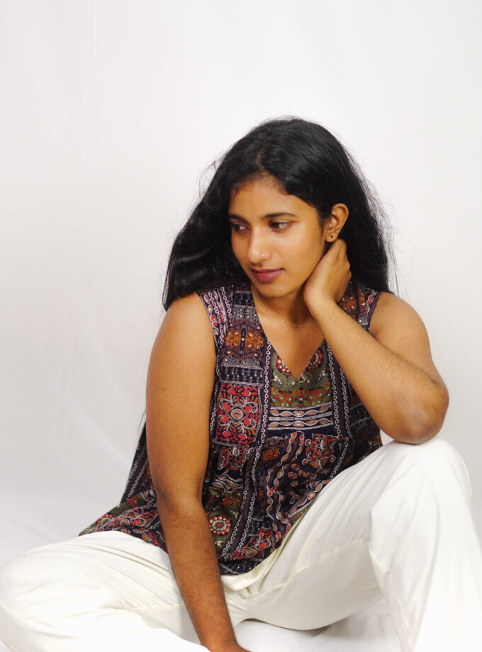 Ethnic mosaic Peplum top