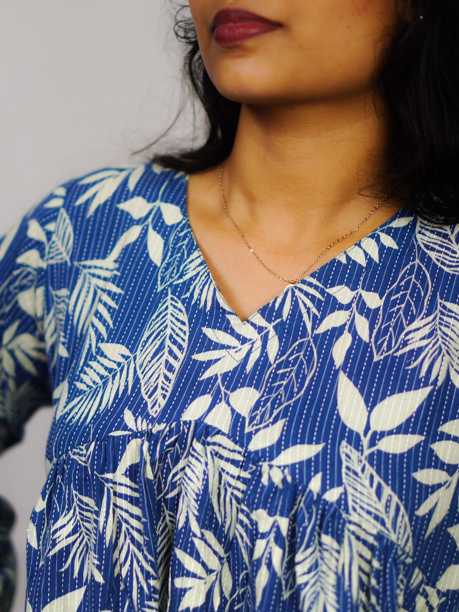 Leafy blue Peplum top