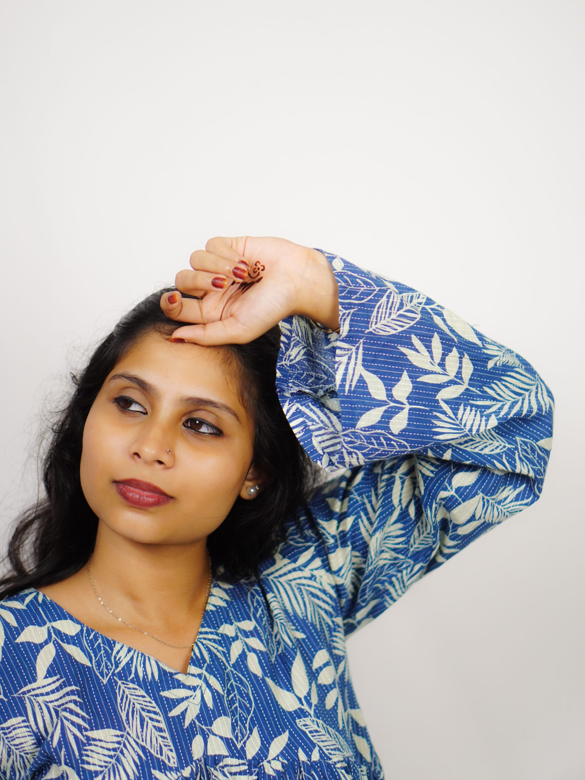 Leafy blue Peplum top - Image 4