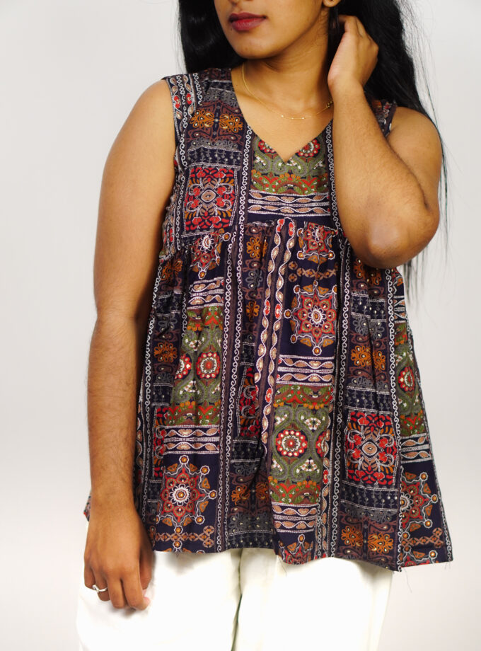 Ethnic mosaic Peplum top