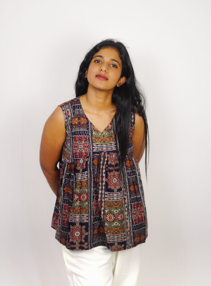 Ethnic mosaic Peplum top